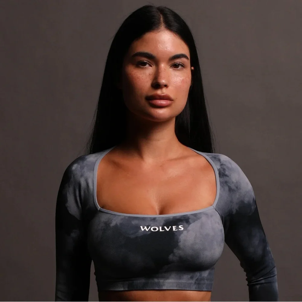 πΊ Darc Sport Everson Seamless Darc Blue ghost cloud long sleeve crop top SHE M - Picture 3 of 11